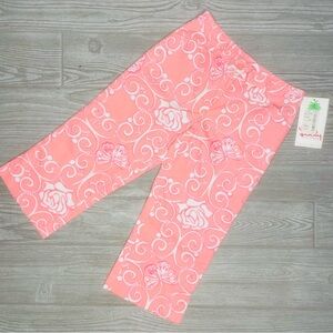 Nwt Vintage white label Lilly Pulitzer Pink Floral Butterflies Capri pants kid 7